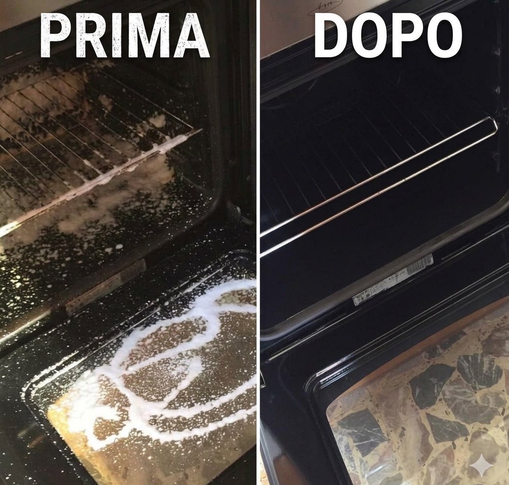 Forno prima e dopo la pulizia profonda professionale